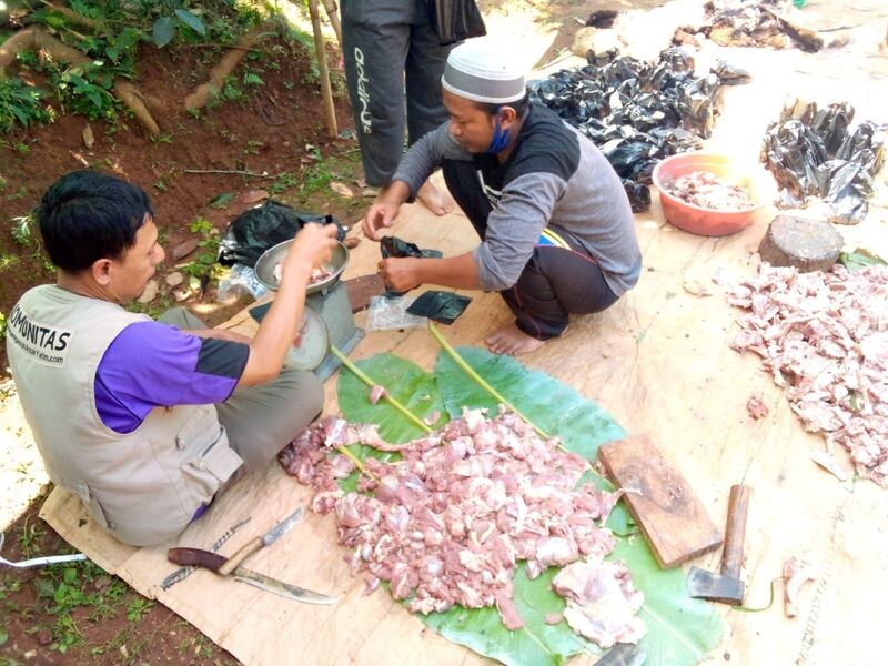 Qurban meat cut into small pieces